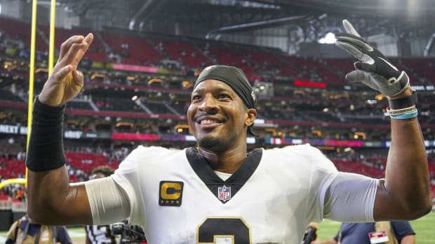 New Orleans Saints QB Jameis Winston Celebrates Defeating Falcons